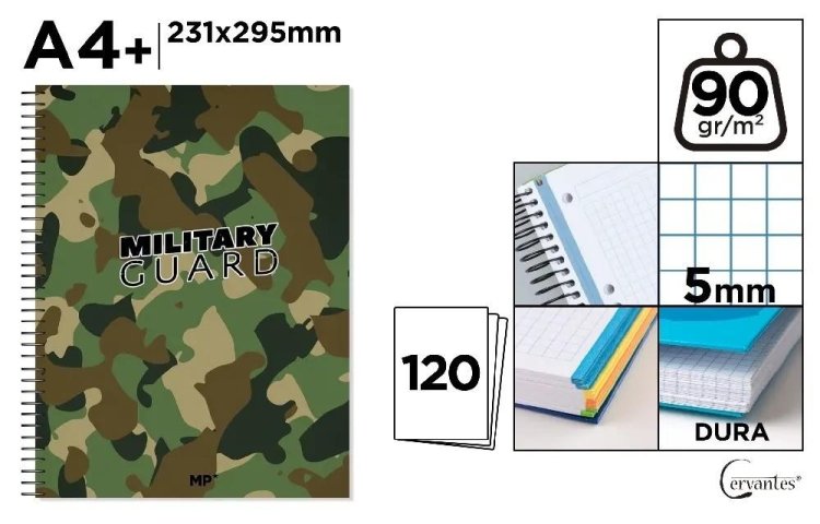 Notatnik A4+/120K kołowy kratka moro