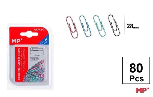 Spinacz biurowy 28mm 80szt kolorowe paski