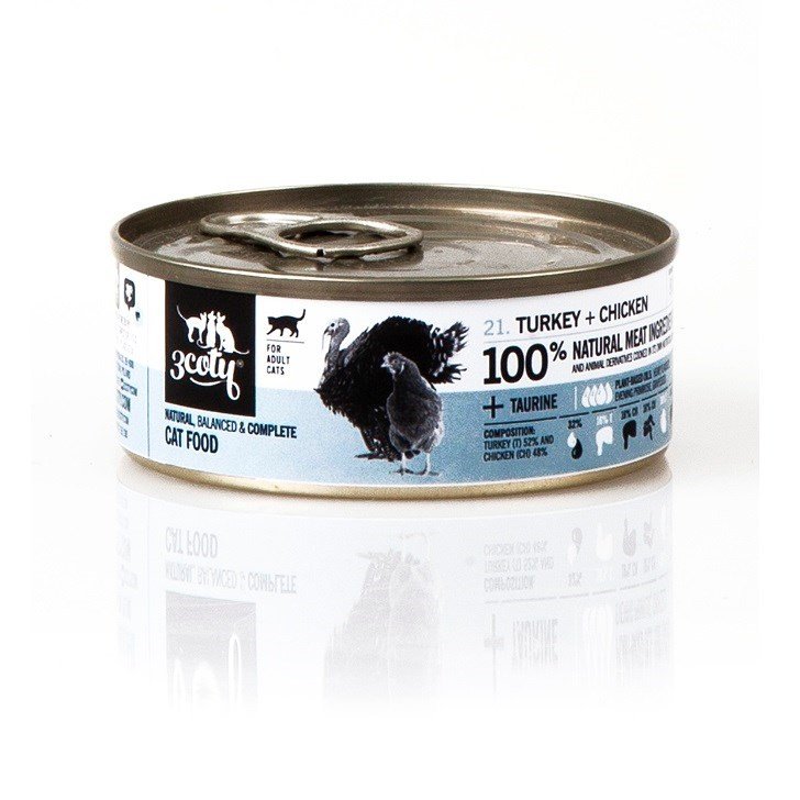 3Coty TURKEY + CHICKEN for Adult cats 80g