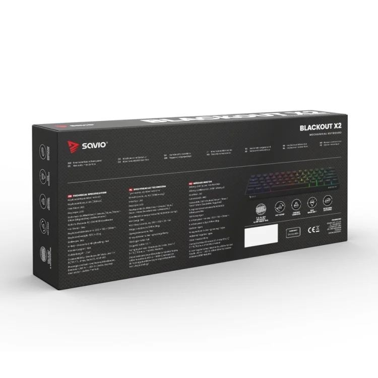 SAVIO KLAWIATURA MECHANICZNA BLACKOUT X2 OUTEMU RED HOT SWAP