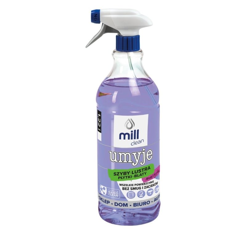 MILL CLEAN UMYJE  płyn do mycia szyb, luster, glazury o zapachu Maciejki 1,22l