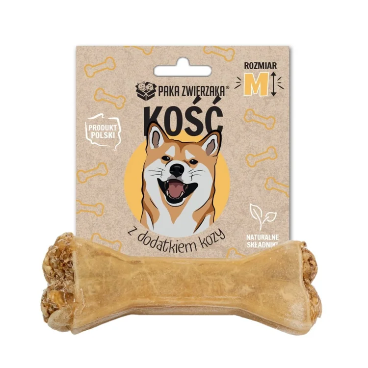 Paka Zwierzaka Kość z dodakiem kozy M-12 cm 55g