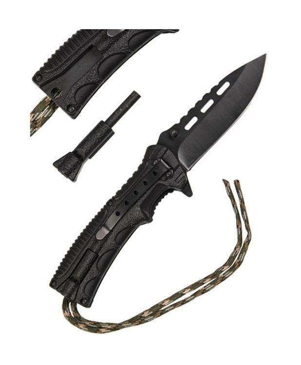 Nóż składany Mil-Tec Paracord z krzesiwem - Camo