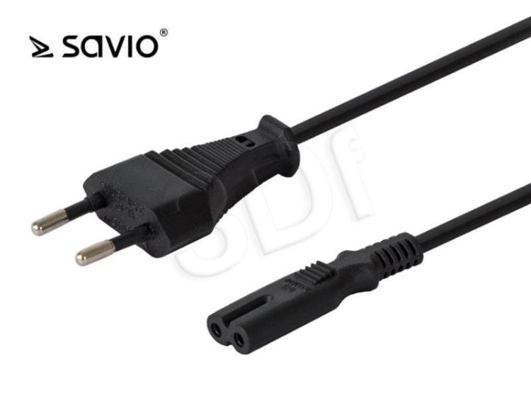 Kabel SAVIO CL-97 (2-Pin F - Euro M; 1,2m; kolor czarny)