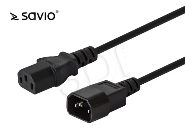 Kabel SAVIO CL-99 (C14 / IEC C14 / IEC 320 C14 M - C13 F; 1,2m; kolor czarny)