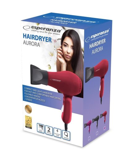 Suszarka do włosów Esperanza AURORA EBH003R (750W; kolor czerwony)