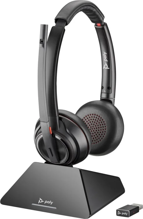 POLY Zestaw słuchawkowy Savi 8220 UC z certyfikatem Microsoft Teams DECT 1880–1900 MHz USB-A