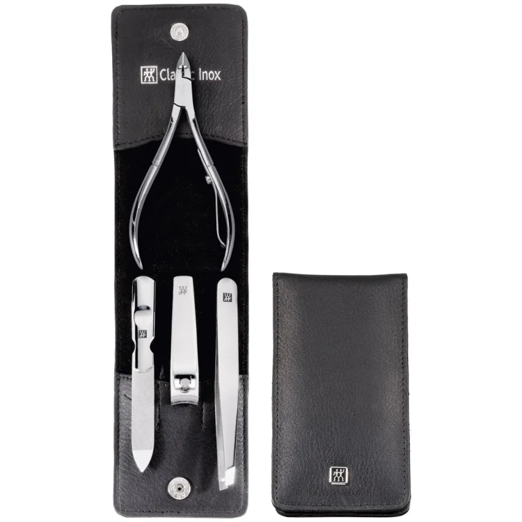 Zestaw podróżny ZWILLING Classic Inox 97438-004-0 – czarne skórzane etui 4 elementy - czarny