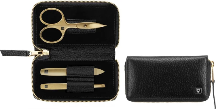 Zestaw do manicure ZWILLING Twinox Gold Edition 97747-004-0 – czarne skórzane etui 3 elementy - czarny