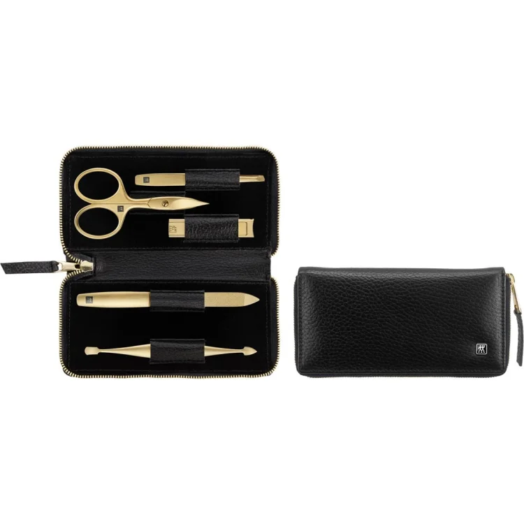 Zestaw do manicure ZWILLING Twinox Gold Edition 97748-004-0 – czarne skórzane etui 5 elementów - czarny