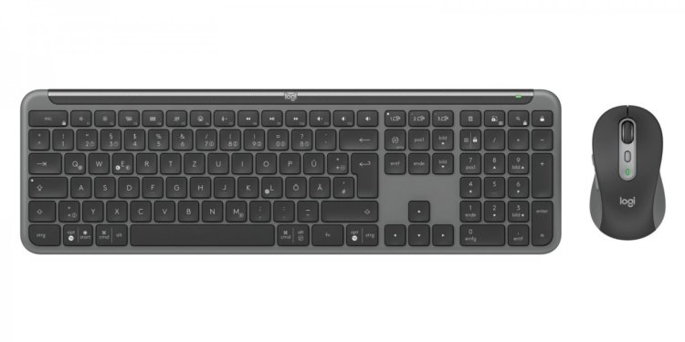 Logitech MK950 Signature for Business klawiatura Dołączona myszka Biuro RF Wireless + Bluetooth QWERTZ Niemiecki Grafitowy
