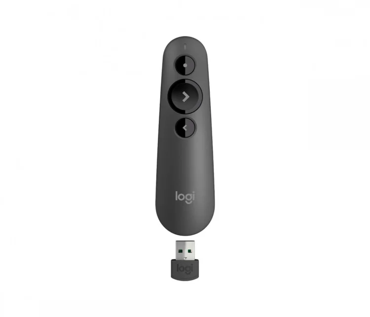 Wskaźnik laserowy Logitech R500s (910-005843) pilot bezprzewodowy Bluetooth/RF Grafitowy