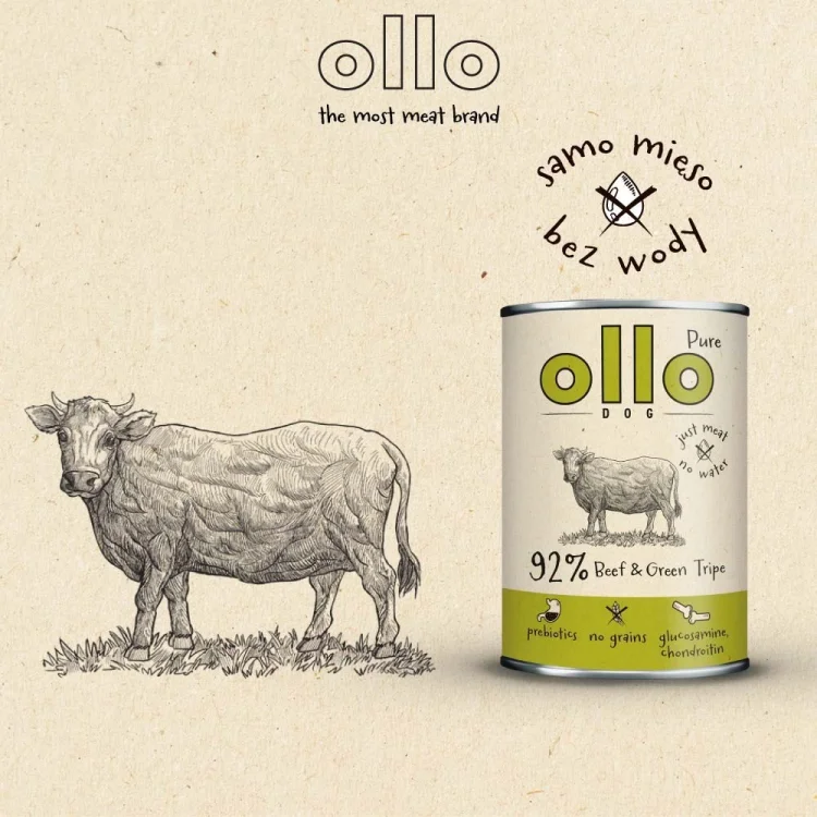 Ollo Pure Wołowina zielone Żwacze 850g