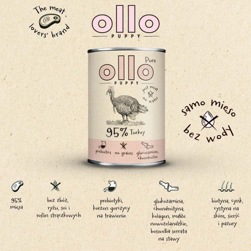 Ollo Puppy Pure Indyk 850g