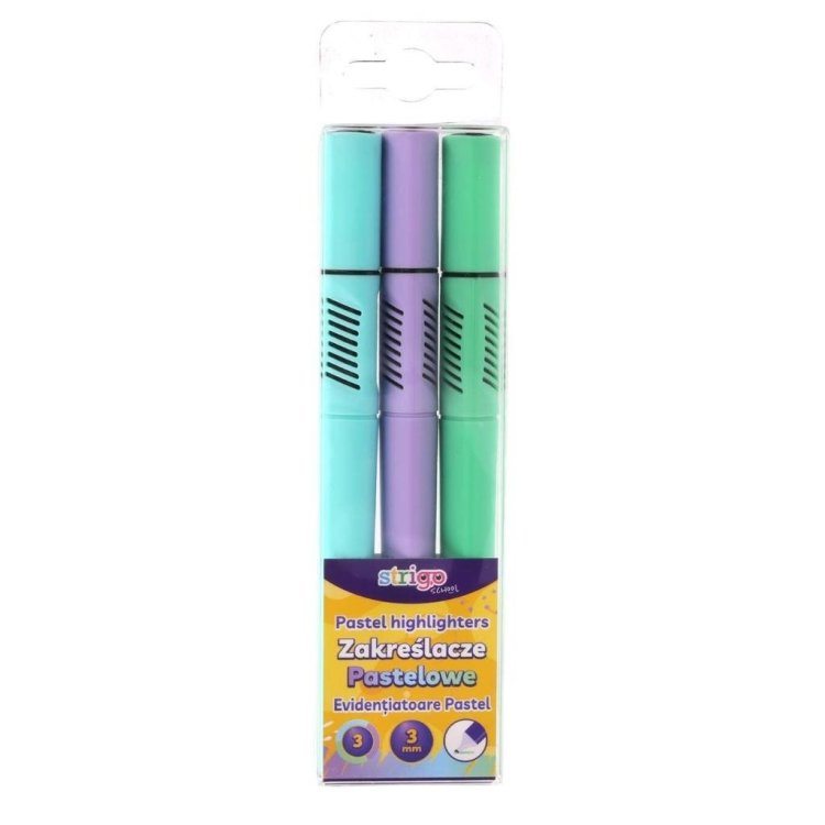 Zakreślacze trójkątne 3szt pastel STRIGO