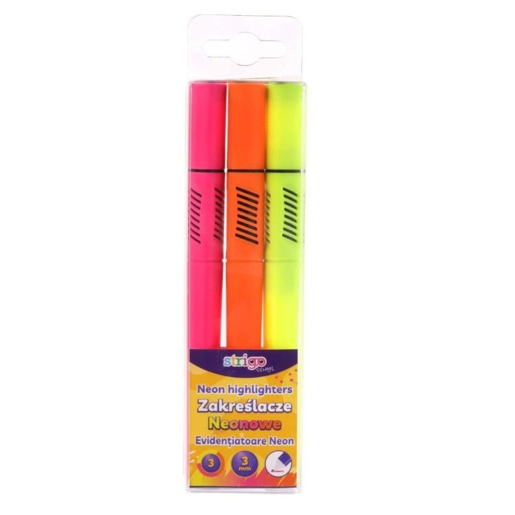 Zakreślacze trójkątne 3szt neon STRIGO