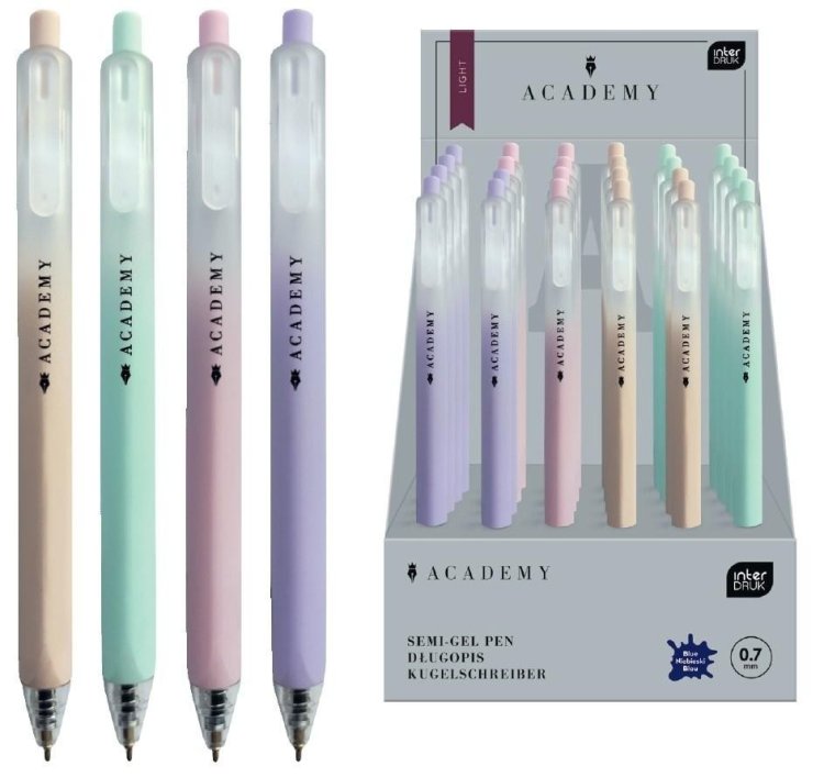 Długopis automat Light Academy pastel nieb (24szt)
