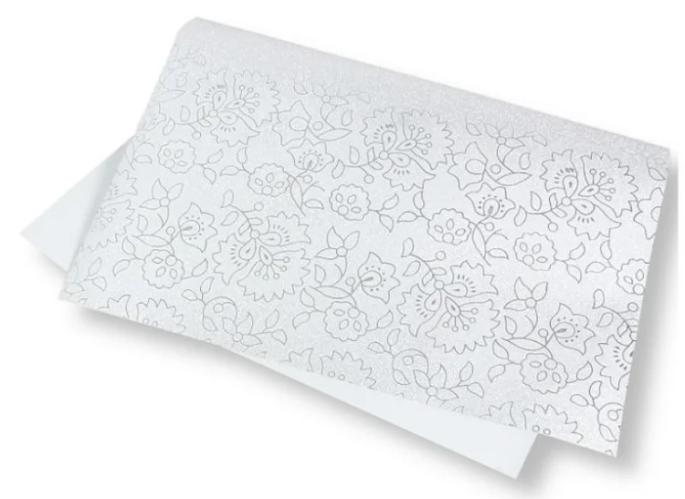 Papier ozdobny brokatowy 140g 40x60cm srebrny 5ark