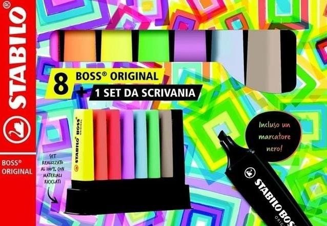 Zakreślacz Boss Original podstawka na biurko 8szt