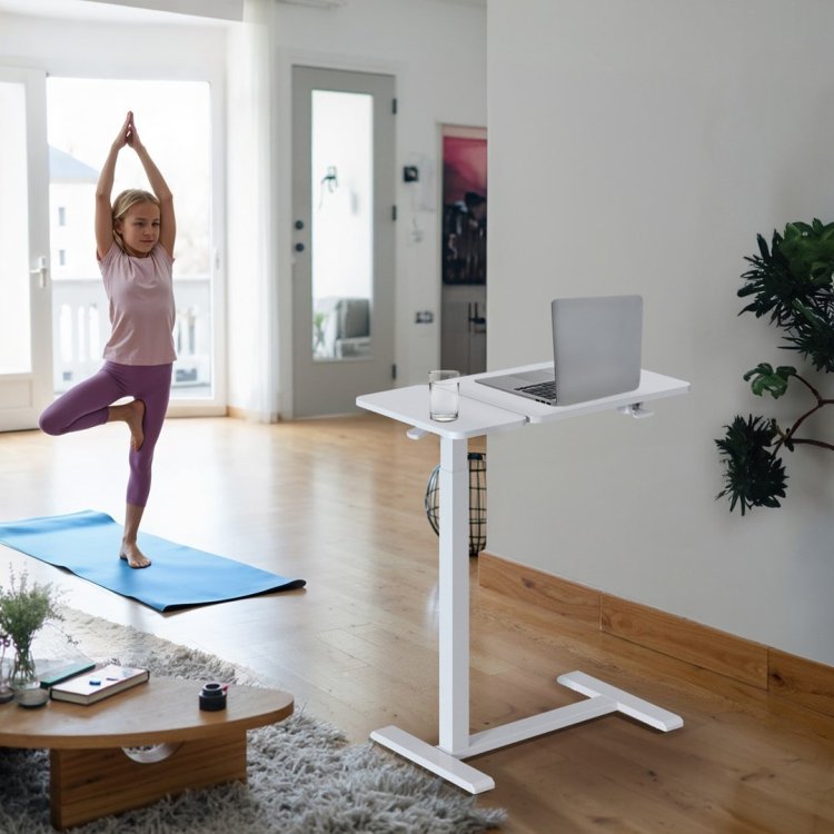 MACLEAN MOBILNE BIURKO/STAND NA LAPTOP, BIAŁE, REGULACJA WYSOKOŚCI 76-109CM, MAX. 30KG MC-120 W