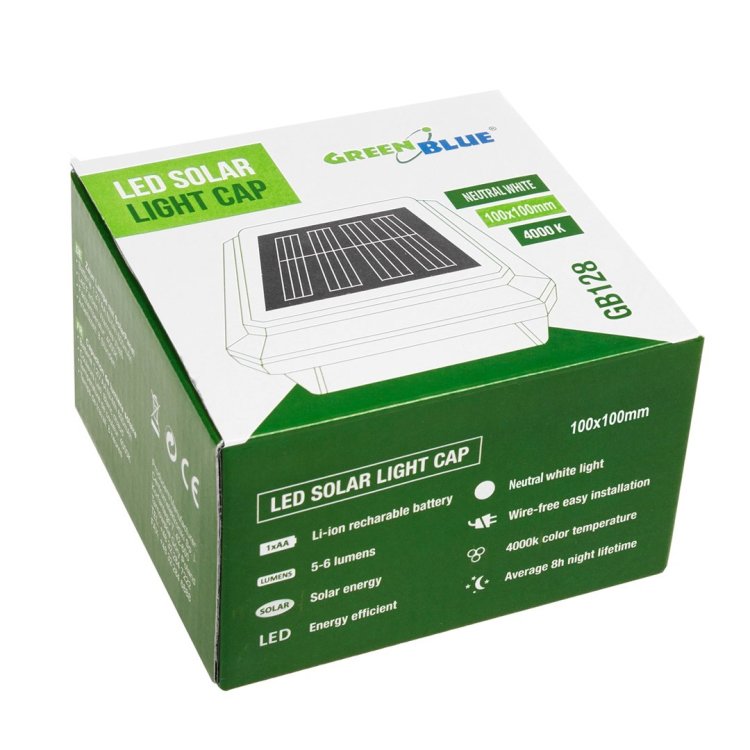 GREENBLUE LAMPA SOLARNA NA SŁUPEK 100*100 - DASZEK KOPERTOWY GB128