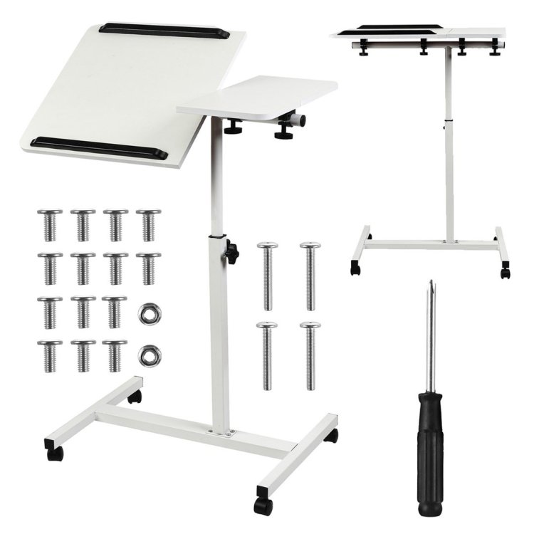 MACLEAN MOBILNE BIURKO/STAND NA LAPTOP, BIAŁE, REGULACJA WYSOKOŚĆ 59-89CM, MAX. 30KG MC-121 W