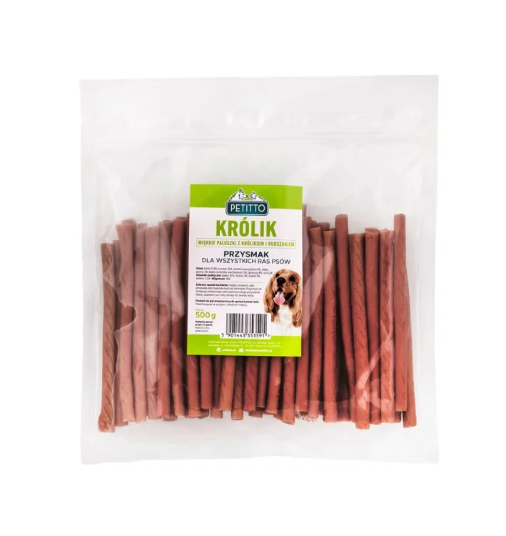 PETITTO Miękkie Paluszki z Królika -przysmak dla psa - 500g
