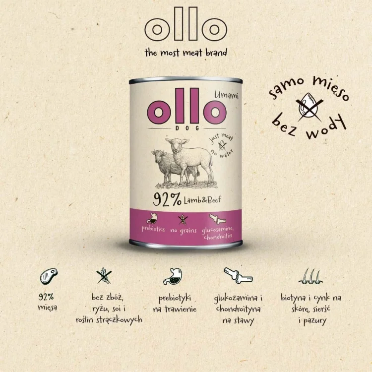 Ollo Umami Jagniecina i Wołowina 850g