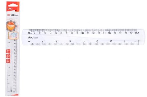 Linijka 20cm Pioner przeźroczysta DELI