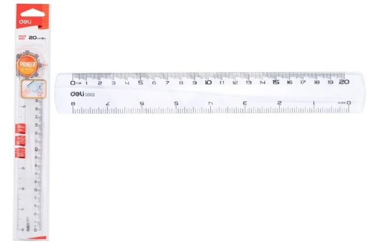 Linijka 20cm Pioner przeźroczysta DELI