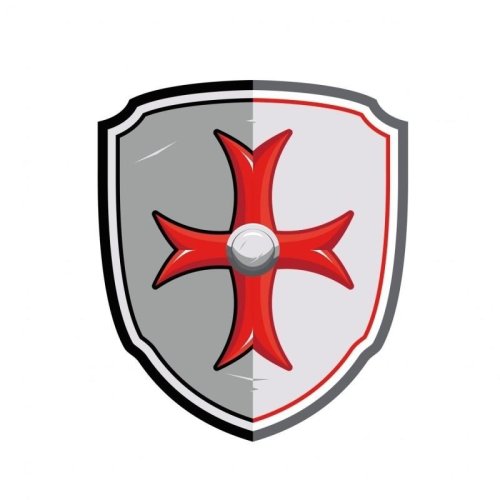 Tarcza rycerska z krzyżem maltańskim