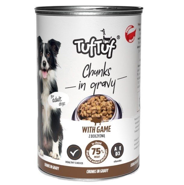 Tuf Tuf Puszka kawałki mięsne z dziczyzną dla psa 1250g