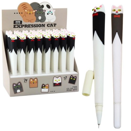 Długopis żelowy Kot z muchą niebieski (40szt)