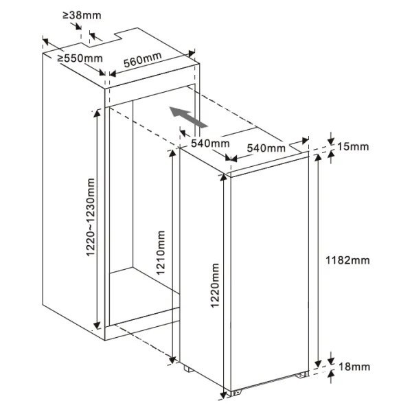 Chłodziarka do zabudowy MPM-185-CJI-18