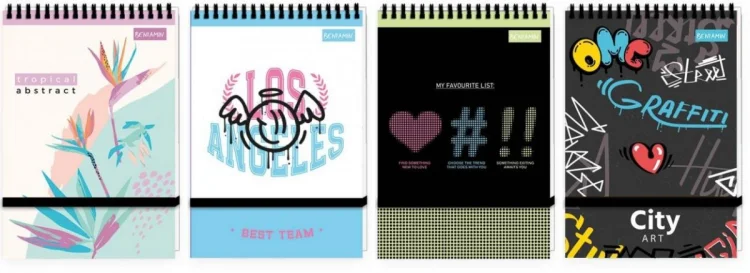 Kołonotes A6/96K kratka na gumkę UV mix (10szt)