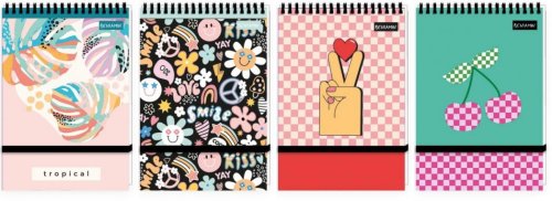 Kołonotes A6/96K kratka na gumkę UV mix (10szt)