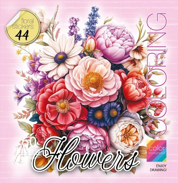 Kolorowanka z naklejkami 200x200 Kwiaty róż