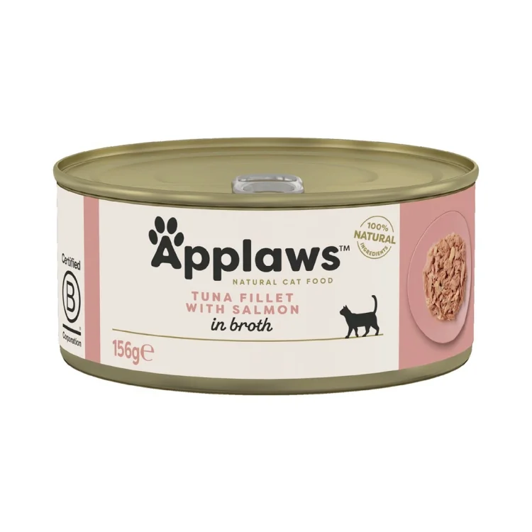 Applaws Cat Tin Tuna Fillet with Salmon in Broth 156g