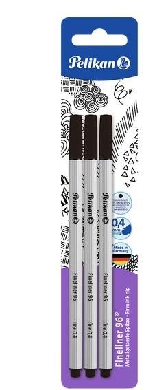 Cienkopis Fineliner 96 0,4mm czarny 3szt
