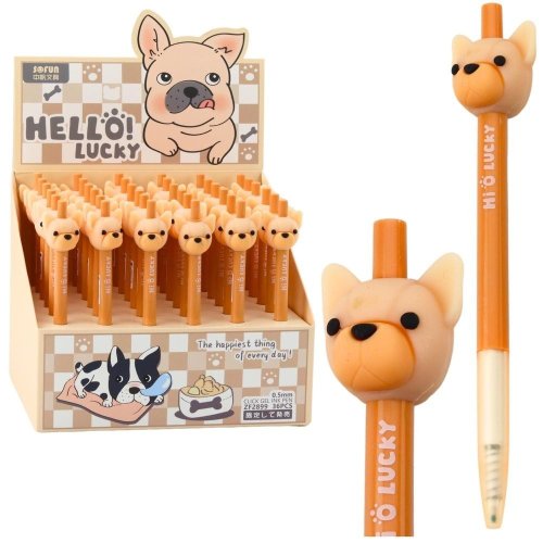 Długopis żelowy Pies Mops niebieski (36szt)