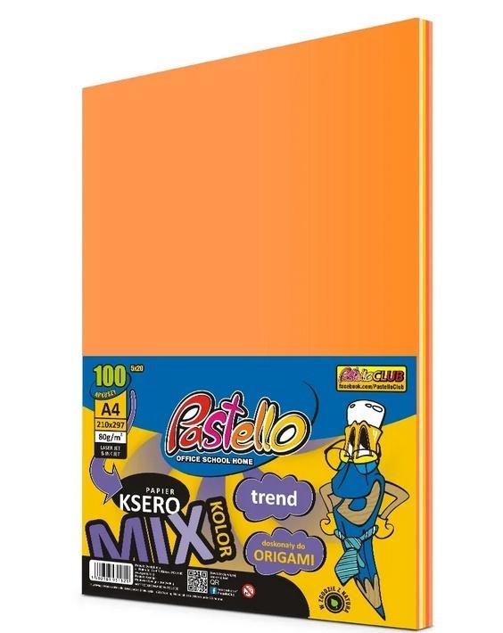 Papier ksero A4 80g 5 kolorów pomarań 100 arkuszy