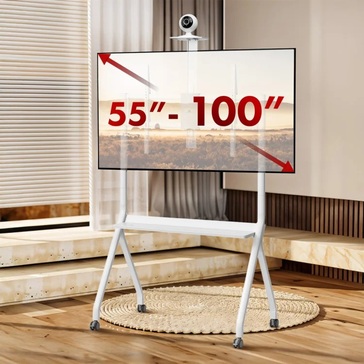 MACLEAN STAND / WÓZEK DO TV, PÓŁKA NA KAMERĘ, NA KÓŁKACH, 55-100", MAX. OBCIĄŻENIE 120KG/10KG PÓŁKA, MAX. VESA 900X600 MC-114