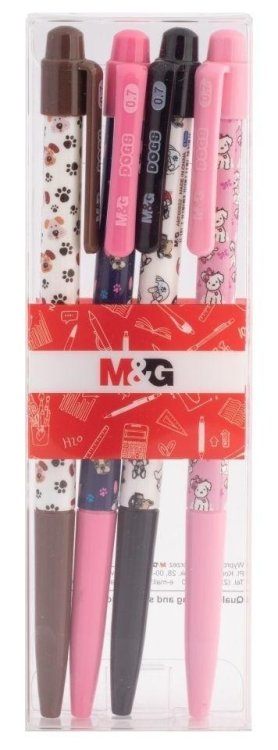 Długopis automat 0.7mm Cats&Dogs nieb 4szt M&G