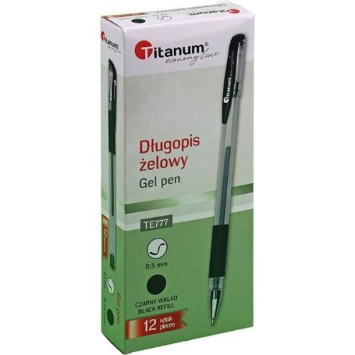 Długopis żelowy 0,5mm czarny (12szt)