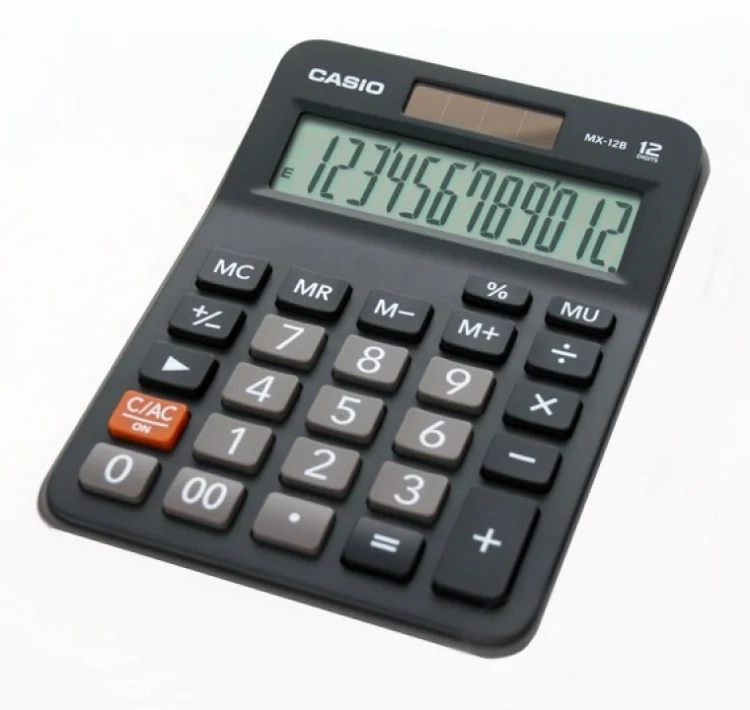 Casio Kalkulator biurowy Mx-12B, 12-cyfrowy,106,5x147mm, czarny