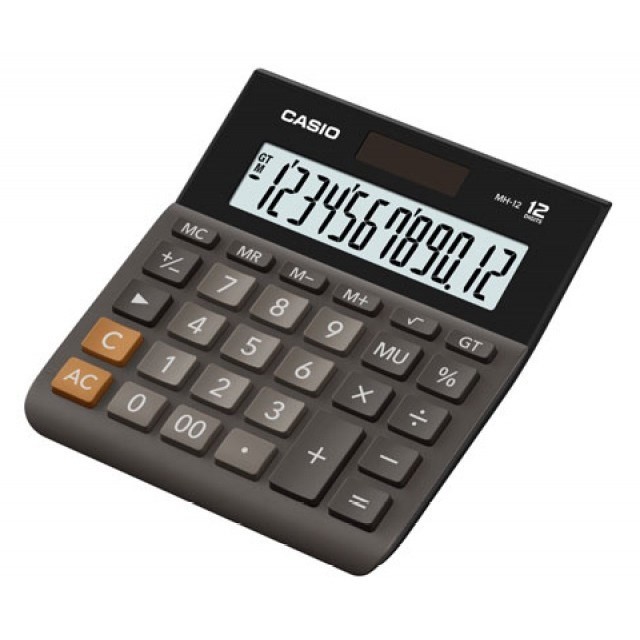 Casio Kalkulator biurowy MH-12BK-S, 12-cyfrowy, 127x136,5mm, czarny