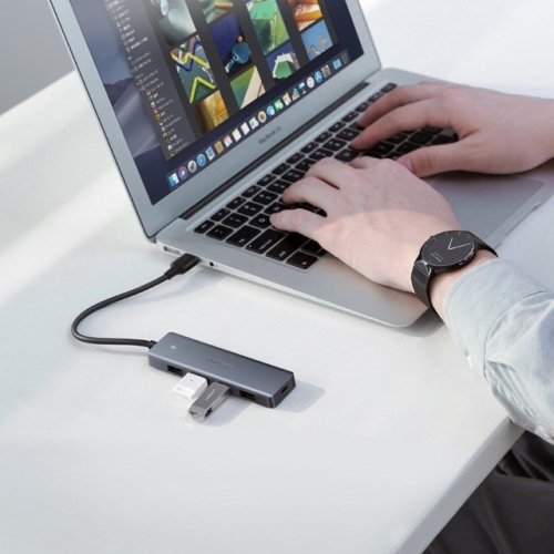 Ugreen Hub Adapter 4w1 USB do 4x USB 3.0+micro USB (szary)