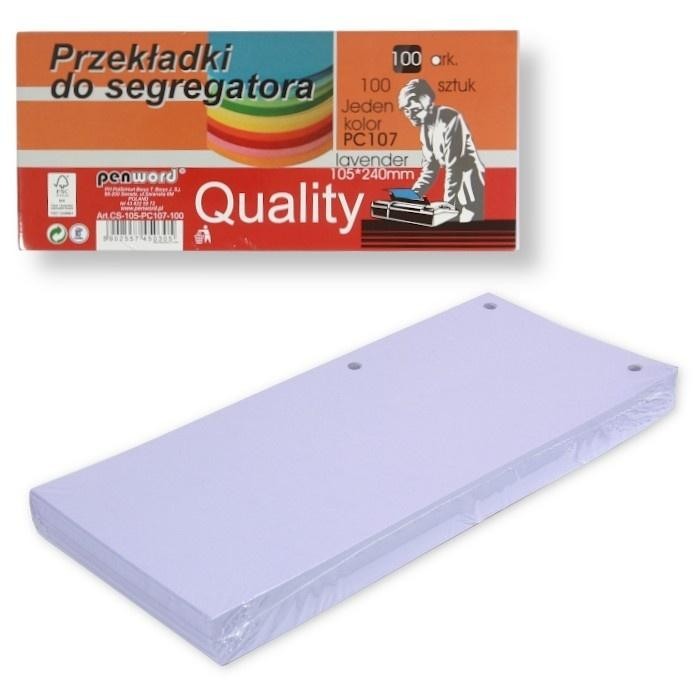 Przekładki do segregatora 100szt lavender