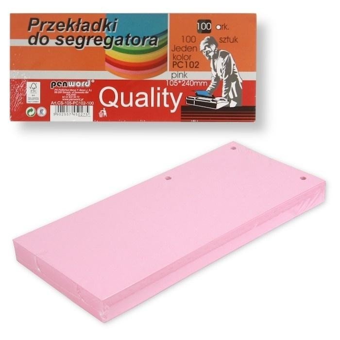 Przekładki do segregatora 100szt pink