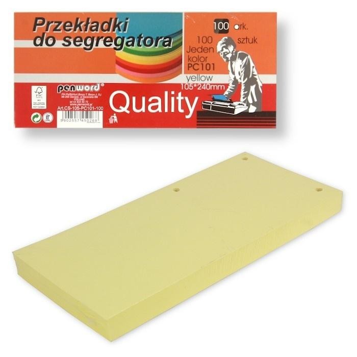 Przekładki do segregatora 100szt yellow
